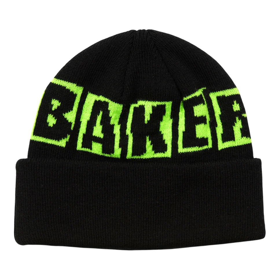 Baker Black Neon Green Brand Logo Beanie