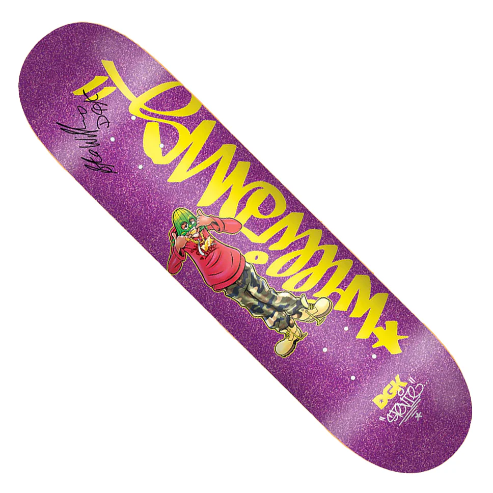 DGK Stevie Williams Cheesin' Purple Glitter Autographed Deck