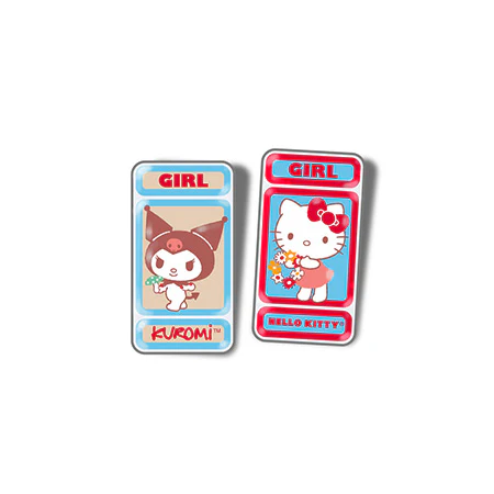 Girl Girl x Sanrio Kitty Kuromi Enamel Pin Set