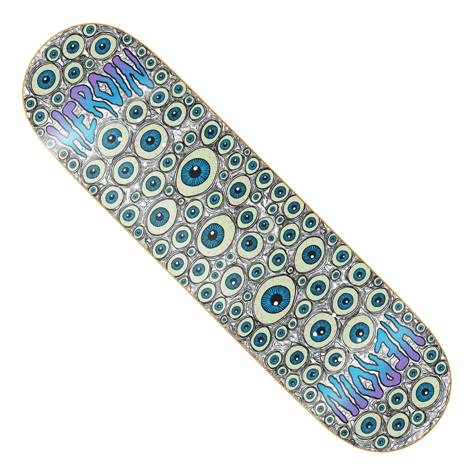 Heroin Skateboards Holographic Eyes Symmetrical Blue Deck