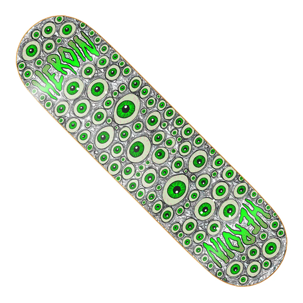 Heroin Skateboards Holographic Eyes Symmetrical Green Deck