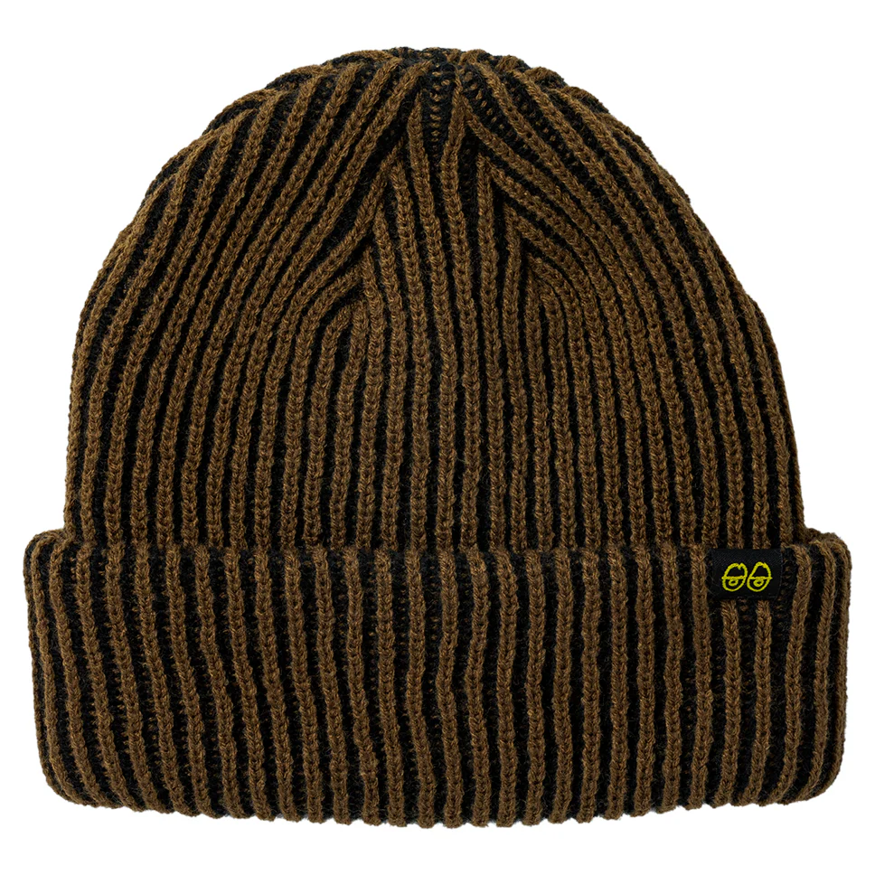 Krooked Eyes Clip Cuff Two Tone Beanie