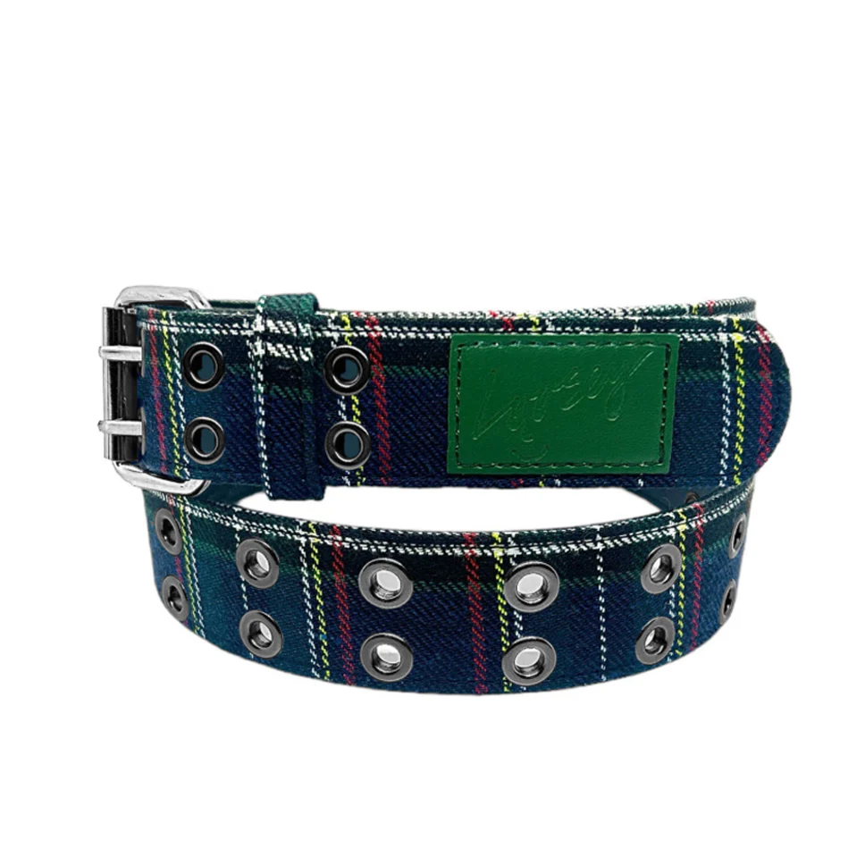 Loosey Plaid Grommet Hole Belt