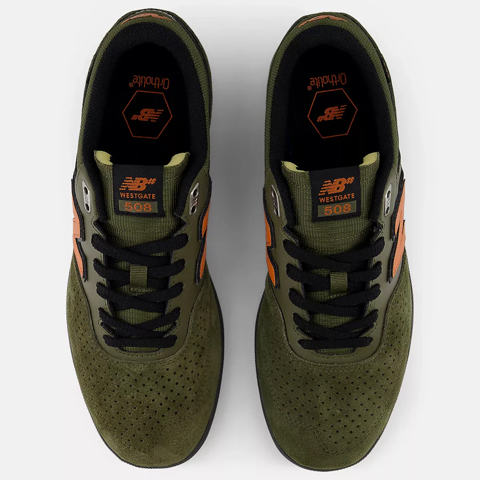 New Balance Numeric Brandon Westgate 508 Olive Burnt Orange Shoes - Image 3