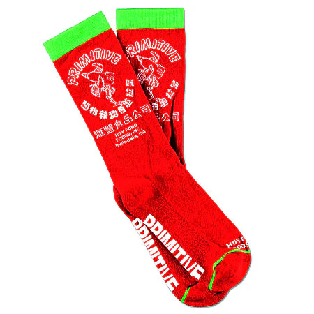 Primitive Skateboarding Primitive X Huy Fong Bottle Crew Socks